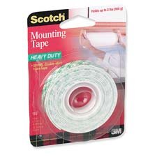 3M Commercial Office Supply Div. MMM114 Mounting Tape- Holds 2 lb.- 1in.x50in.- White
