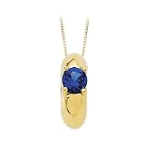 14K Yellow Gold Children's Imitation Sapphire Ring Pendant with Chain