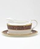 Noritake Xavier Gold Gravy Boat With Tray, 16 oz