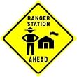 PARK RANGER STATION AHEAD road camp sign