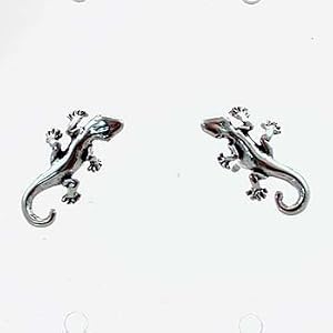 Southwestern Tiny Lizard or Gecko Stud Earrings in Sterling Silver, #11515