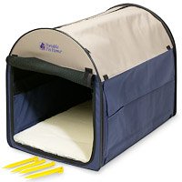 Petmate Portable Pet Home Intermediate, Khaki/Navy