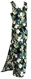 White Ginger - Hawaiian Long Tank Dress in Black and Royal Blue
