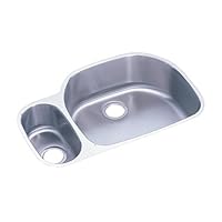 Elkay ELUH322110L Harmony Lustertone 31-1/2-Inch by 21-1/8-Inch Double-Bowl Undermount Kitchen Sink with Rim Reveal, Lustertone Satin Finish