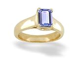 14K Yellow Gold Genuine Emerald-cut Tanzanite Solitaire Ring