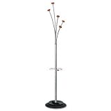 ALBA PMFEST Festival Coat Tree W/umbrella Holder Five Knobs Metal/wood Gray/mahogany
