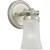 Sea Gull Lighting 44482-965 Newport 1-Light Wall Sconce, Antique Brushed Nickel Finish with Clear Highlighted Satin-Etched Glass