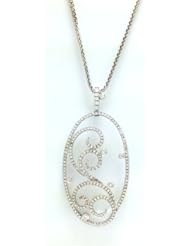 14K White Gold Diamond Dashing Diamonds Pendant with 18" Chain
