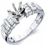 14K White Gold Appealing Diamond Engagement Ring, Semi-Mount Setting
