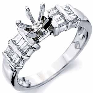 14K White Gold Appealing Diamond Engagement Ring, Semi-Mount Setting