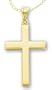 14k Yellow Gold Plain Hollow Polished Cross on 18" Yellow Gold Chain