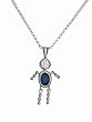 Sterling Silver Boy September Birthstone Necklace with Rolo Chain
