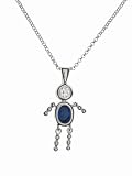 Sterling Silver Boy September Birthstone Necklace with Rolo Chain