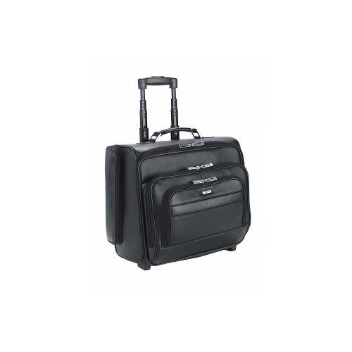 US Luggage Leather Rolling Side-Entry PC Portfolio - D964 Black