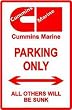 CUMMINS MARINE PARKING ONLY boat street sign