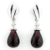 14-Karat White Gold Garnet and Diamond Briolette Earrings