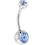 Swarovski Light Sapphire Double Gem Belly Button Ring