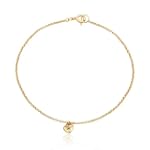 18k Yellow Gold Plated Sterling Silver Diamond-Accent Heart Charm Anklet, 9"