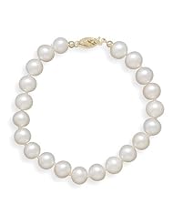 8" 7.5-8mm Cultured Freshwater Pearl Bracelet Individually Knotted with a 14K Yellow Gold Clasp