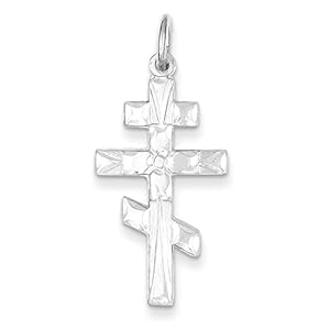 Silver charm in   Glossy Sterling Cross Orthodox  Stunning  Charm orthodox  cross Polish