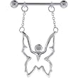 Silver Tribal Butterfly Dangle Nipple Ring