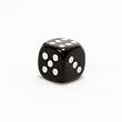 Opaque European Acrylic 10mm 6-sided Round Edge Dice, Black with White