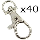 Bluecell 40 PCS Silver Chrome Color Swivel Eye Lobster Snap Clasp Hook 1-1/2" x 1/2"