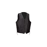 IMAGE OF Diamond Plate Solid Genuine Leather Vest Large Black Finished Brass Snaps Polyester Lining