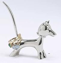 Dog Bobble Head Ring Holder Minder Silver Tone Metal Puppy