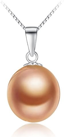 Sterling Silver Fashion Rice Shell Pearl Pendant Necklace (Pink)