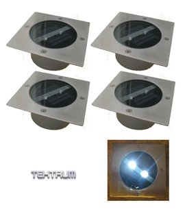 Tektrum Square-Shape Long-Hour Lighting Stainless Steel 2 LEDs Solar Deck Path Patio Garden Walkway Lights (Set of 8)