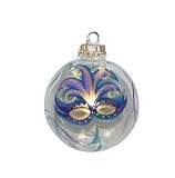 ArtisanStreet's Purple Mardi Gras Mask Ornament. Hand Painted Glass Ball. Made to Order, Signed