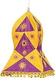 ShalinCraft Lampshades Multicolored Applique Embroidered Fabric Indian-Style (clamp378)
