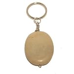 Marble Keychain 02 Tan Oval Silver Key Crystal Energy Healing Stone