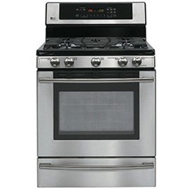 LG LRG30355ST 30" Freestanding Gas Range with 5 Sealed Burners, SmoothTouch Controls, Warming Drawer and Super Boil: Stainless Steel