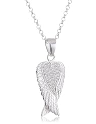 VINANI brand Germany 925 Sterling Silver Women Pendant big Angel Wing with white Zirconia & Cable Link Chain Necklace AFD-T