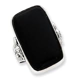 Sterling Silver Rectangle Black Onyx Ring - Size 8