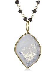 Zaiken Jewelry "Organic Slices Collection" Black Diamond Necklace with Rainbow Moonstone Pendant