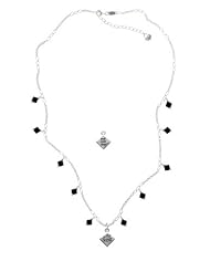2-D "Bad Hair Day" with Girl on a Jet Black Crystal Waterfall Necklace [Jewelry]