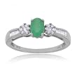 Emerald and Diamond Oval Ring in 14 Karat White Gold