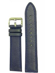 Watch Band Antique Blue Genuine Leather Stitched Strap 20 millimeter
