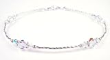 Diamond Crystal April .925 Sterling Silver Swarovski Crystal Ankle Bracelets - Adjustable Anklets