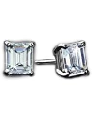 VS 0.20Ct Emerald Diamond Solitaire Stud Earrings 14K Gold