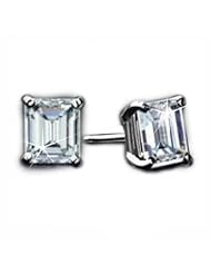0.50Ct Emerald Diamond Solitaire Stud Earrings 18k Gold