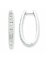 0.8 Carat 14K White Gold Diamond Oval Hoop Earrings