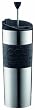 Bodum Double-Wall Stainless Steel Travel Coffee and Tea Press with Bonus Lid, 0.45L, 16oz, Black