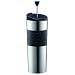 Bodum Double-Wall Stainless Steel Travel Coffee and Tea Press with Bonus Lid, 0.45L, 16oz, Black