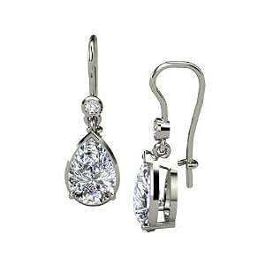 Pear Diamond Platinum Earrings
