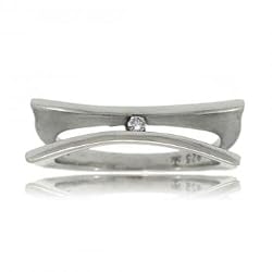 Unique Ladies Diamond Ring Band in Sterling Silver 925