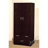 Wardrobe Bedroom Armoire in Espresso Finish